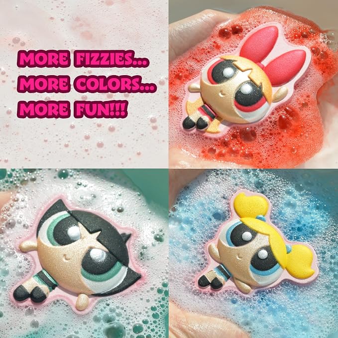 The Powerpuff Girls Bath Bombs for Kids, Fun Bright Rainbow Colors, Peach - Image 3