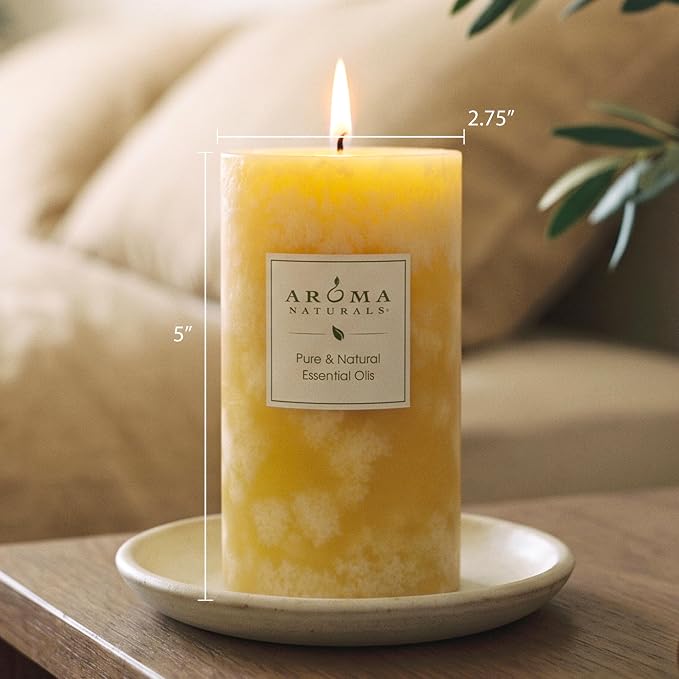 Aroma Naturals Orange and Lemongrass Essential Oil Scented Pillar Candle - Image 6