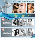 Dual Filtered Rain Shower Head Combo, High Pressure 10 Modes Handheld Shower - Image 3