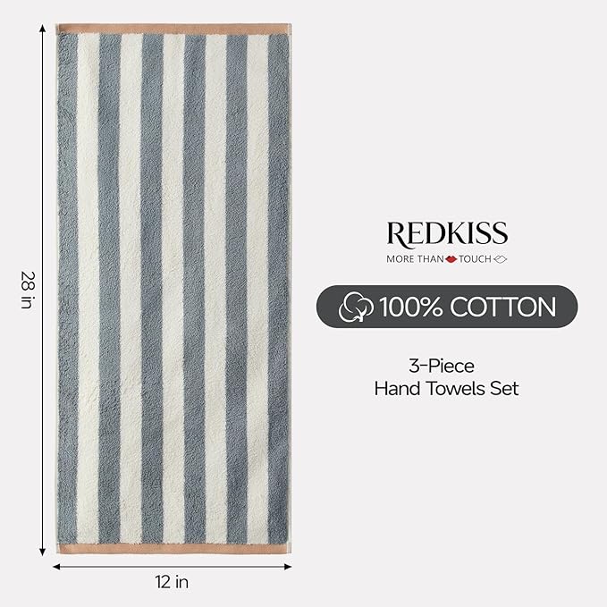 REDKISS 3-Pack Gray Hand Towels - Image 3