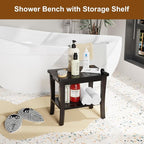 Extra Bamboo Black Shower Bench Stool Waterproof Shower Chair Spa Bath Seat - Image 2