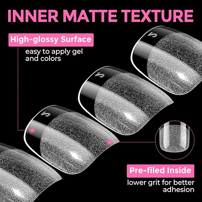 UNA GELLA Extra Short Square Oval Nail Tips 216pcs Pre-shaped Half Matte Square - Image 7