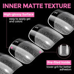 UNA GELLA Extra Short Square Oval Nail Tips 216pcs Pre-shaped Half Matte Square - Image 7