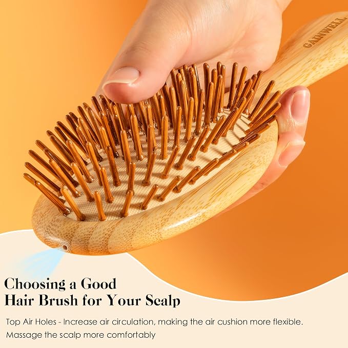 GAINWELL Hair Brush for Hair Growth, Bamboo Bristles Detangling Wooden Paddle - Image 3
