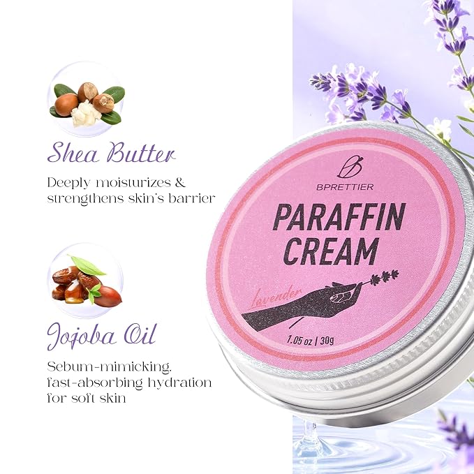 Cold Paraffin Wax Cream for Hands and Feet, Shea Butter Cuticle Balm, Lavender - Image 3