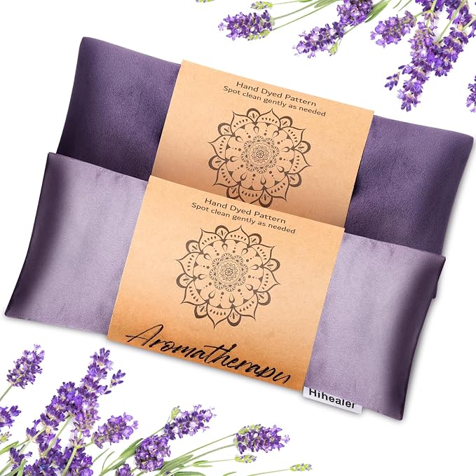 Weighted Eye Mask for Sleep, Meditation, Lavender Eye Pillow Heated for Headache by HIhealer