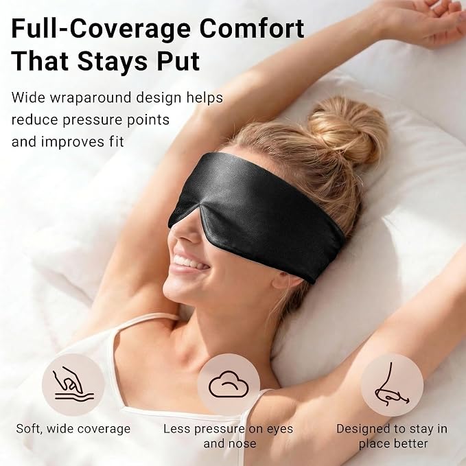 Silk Sleep Mask for Side Sleepers, Face-Hugging Padded Eye Cover, Eye Mask for - Image 4