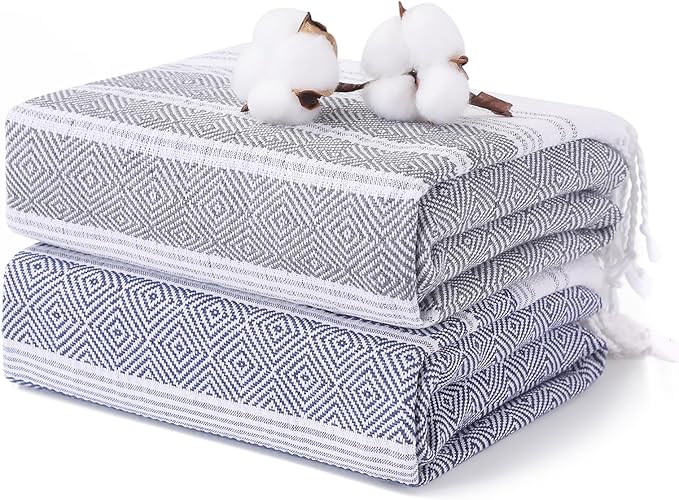2 Packs Cotton Turkish Beach Towels Quick Dry Sand Free Oversized Bath Pool by ANTFUNYgivesmorechoices