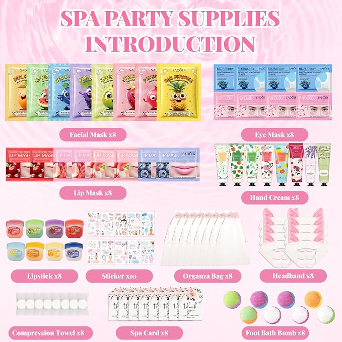 90PCS Spa Party Supplies for Girls, Sleepover Party Supplies for Girls - Image 2