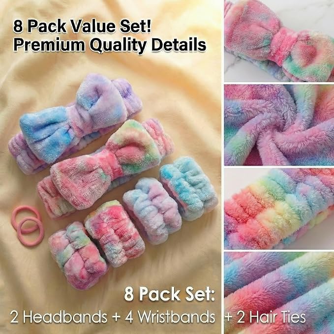 8 Pcs Spa Headband and Wristbands Set - Image 7