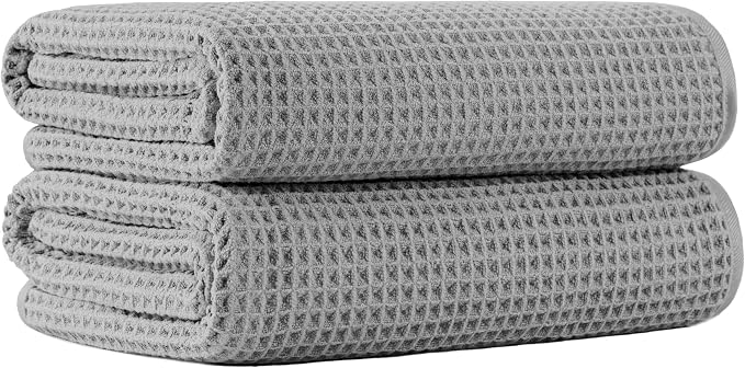MICROFI New Microfiber Waffle Bath Towels, 2 Pieces, Fast Drying, Lint Free 430 by Unknown