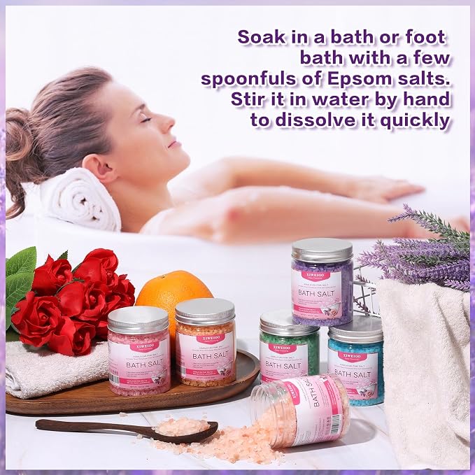 6 Pack Bath Salt KIT for Soaking Himalayan Pink Salt Lavender Orange Rose Pink - Image 4