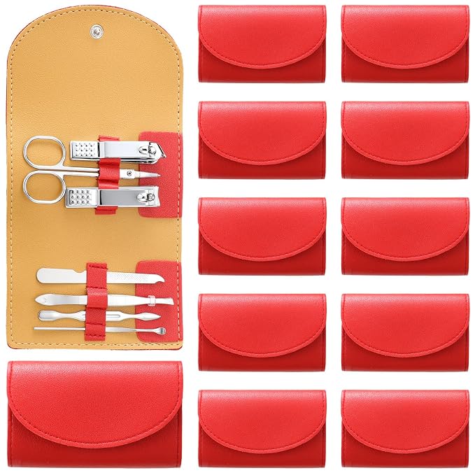 12 Set Manicure Set Bulk Mini Manicure Nail Clipper Kit 7 in 1 Stainless Steel by Lanties