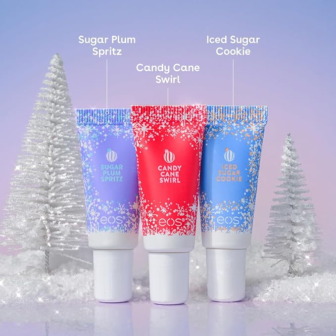 eos Holiday 24H Moisture Mini Super Balm Set, Sugar Plum Spritz, Candy Cane - Image 2