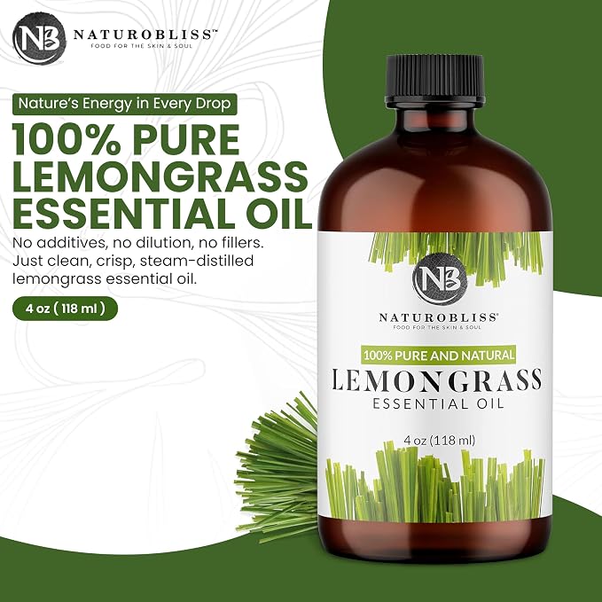NaturoBliss 100% Pure Lemongrass Essential Oil Therapeutic Grade Premium Quality - Image 2