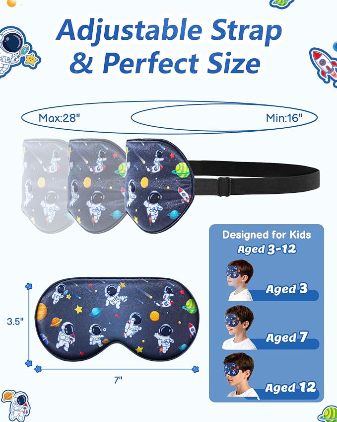 BeeVines Kids 100% Real Mulberry Silk Sleep Mask 2 Pack, Original Design Pure - Image 5