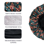 Paisley Satin Shower Cap, Three-Layer Terry Cloth Lined, - Image 3