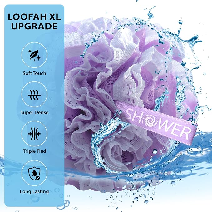 Loofah-Bath-Sponge Lace-Mesh-Set // 2-Scrubs-in-1 by Shower Bouquet/Large Full - Image 3