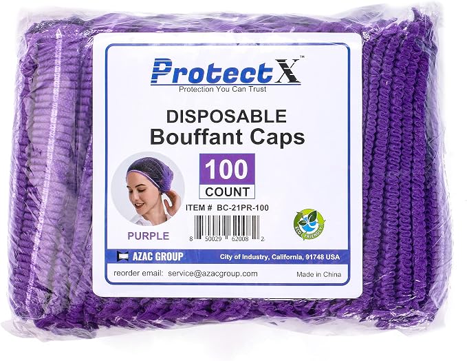 ProtectX Disposable Bouffant Caps Hair Head Cover Nets 21” - Image 4