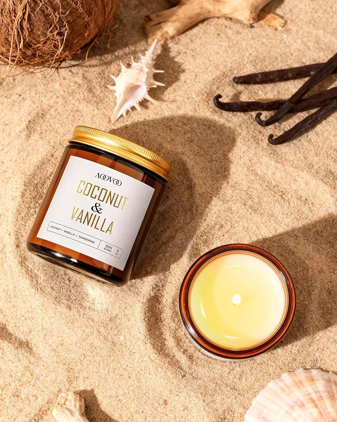 AOOVOO Coconut Vanilla Candles - 18 oz Scented Candles - Image 2