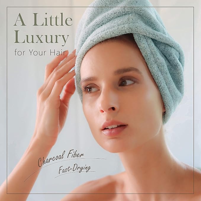 myHomeBody Hair Towel Wrap, Luxury Quick Drying Turban, Ultra Soft Absorbent - Image 2