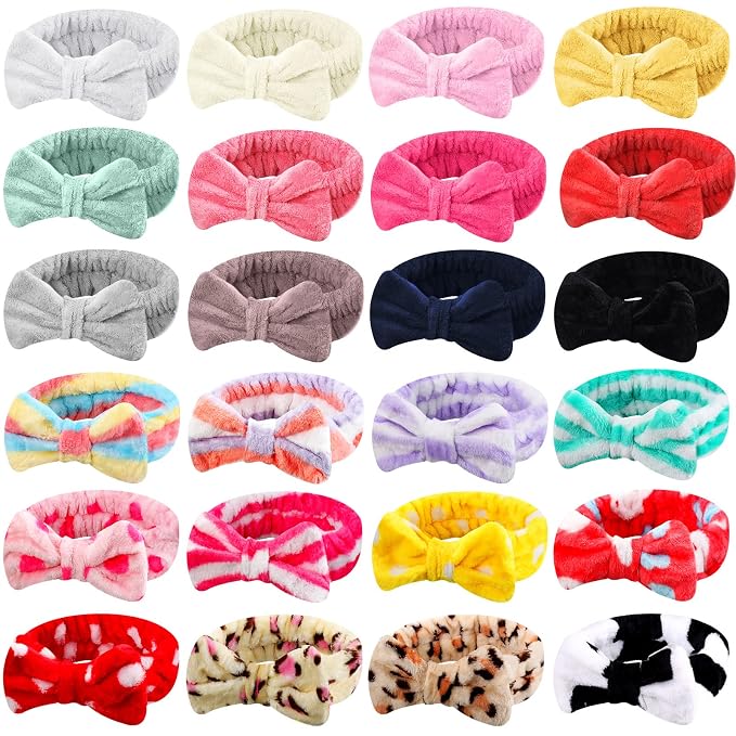 WILLBOND 24 Pieces Spa Headband Bulk Skincare Headbands Face Wash Makeup by Willbond+Technology+Limited