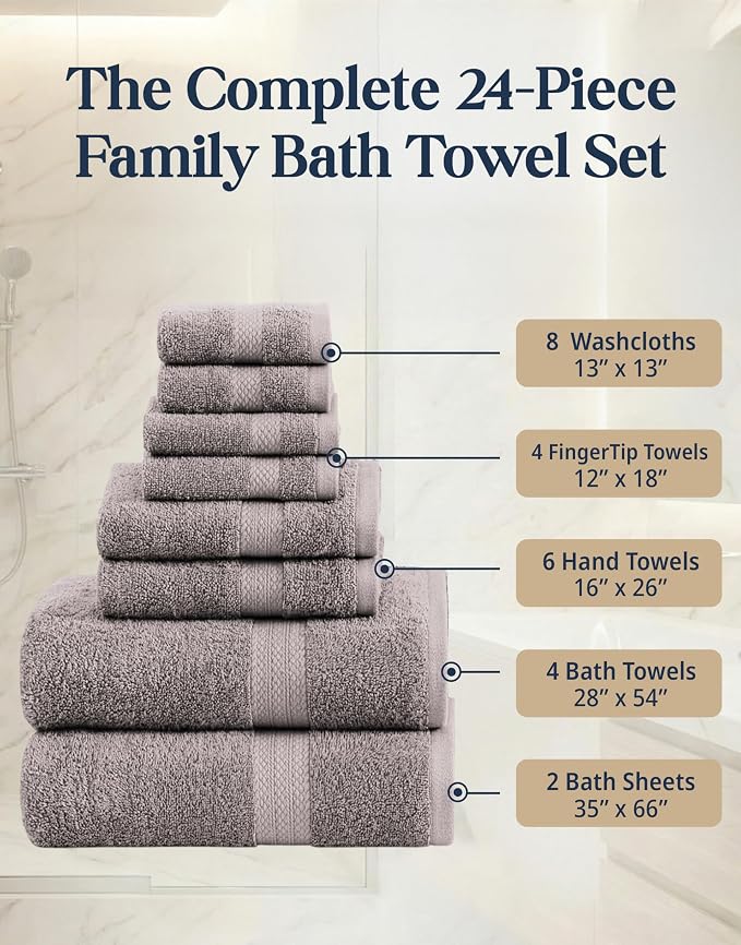 LANE LINEN Luxury Towels and Washcloths Sets - Image 3