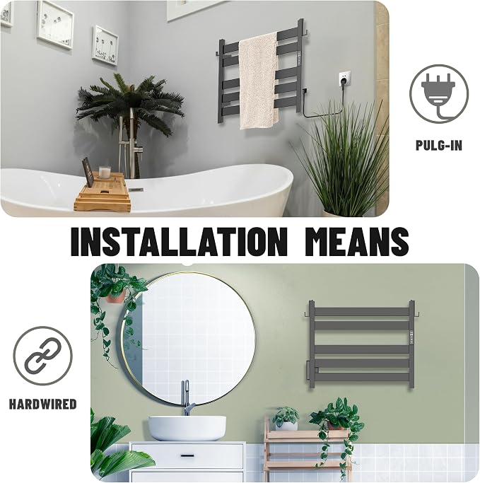 K&KALONZO Towel Warmer for Bathroom, Wall-Mounted 5-Bar Heated Towel Rack - Image 4