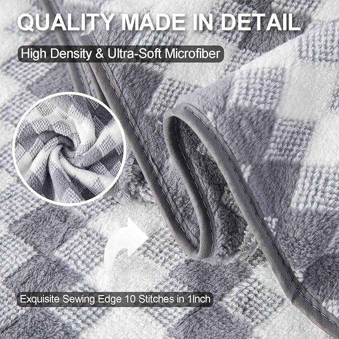 Gray Hand Towels Set 2 Pack-16“x31” Ultra Soft Microfibers Bathroom Towel Set - Image 3