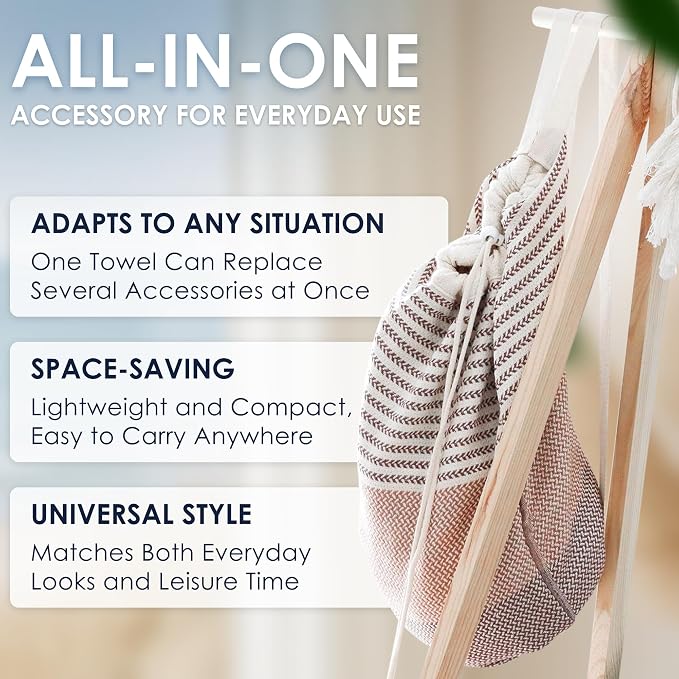 ATANI Turkish Beach Towel, Converts to a Bag, Oversized 100% Cotton Bath Towels - Image 7