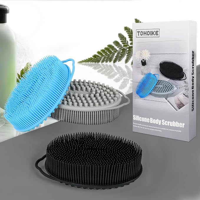 Set of 3 Silicone Body Scrubber Loofah Soft Exfoliating Body Bath Shower - Image 6