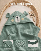 Blissful Diary Muslin Baby Hooded Towel, Soft and Absorbent Bath Towel - Image 2
