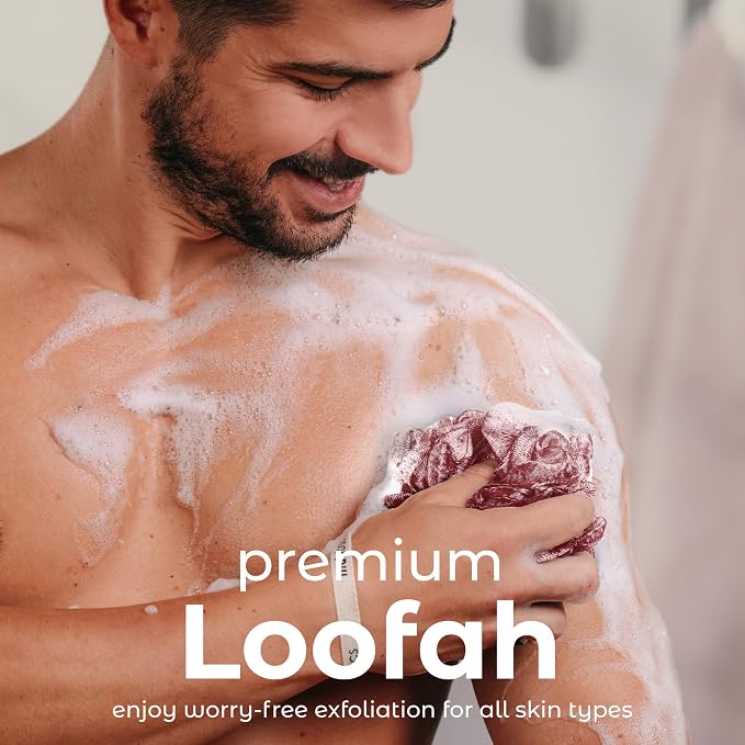 MainBasics Bath Shower Loofah Sponge Pouf Body Scrubber Exfoliator Body Wash - Image 2