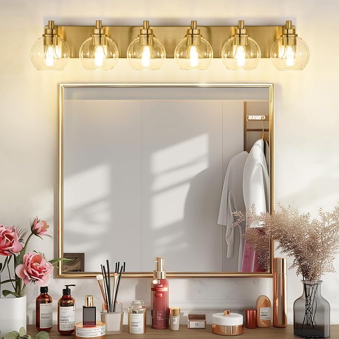 Bathroom Light Fixtures, 6 Light Brushed Gold Vanity Light, 38 Inch Modern Wall - Image 9
