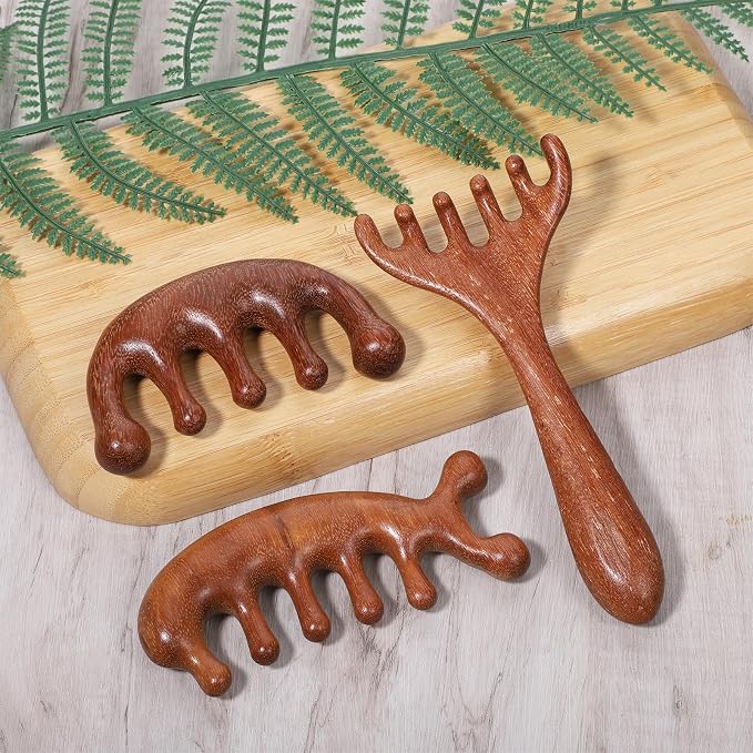 EupHHonycs 3 Pcs Wooden Head Scalp Massager Comb, Wooden Wide Tooth Comb - Image 6