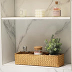 Seagrass Storage Basket 3 Sections Woven Shelf Baskets - Image 3