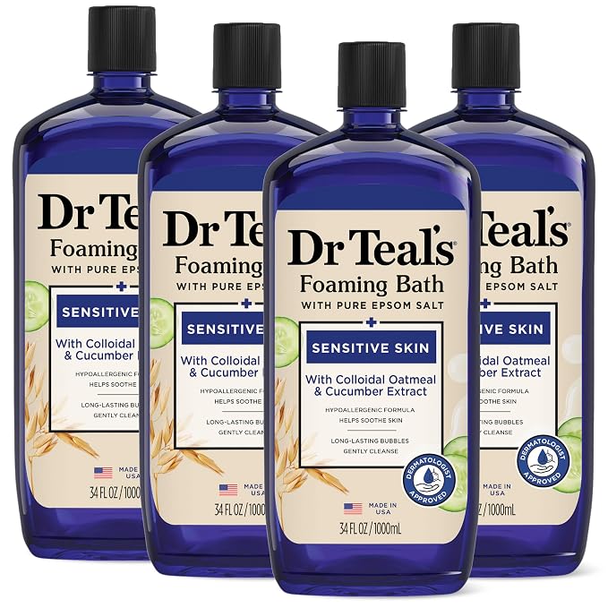 Dr Teal's Foaming Bath with Pure Epsom Salt, Sensitive Skin with Colloidal by DrTeals
