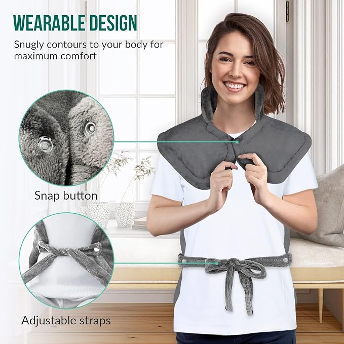 Snailax Heating Pad for Neck and Shoulders and Back, Large Heating Pad for Neck - Image 4