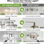 comzler 3-Light Bathroom Light Fixtures Over Mirror, Brushed Nickel Crystal - Image 5