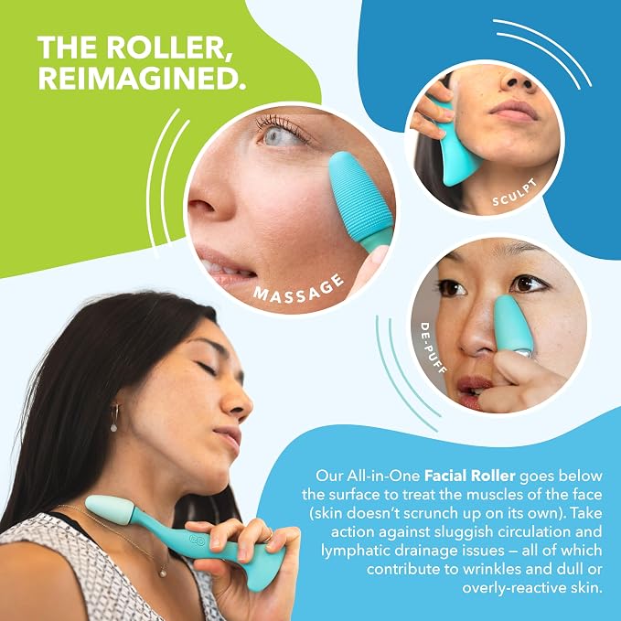 RAD 2-in-1 Face Roller – Textured and Smooth Silicone Roller Head Options - Image 3