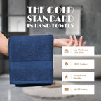 White Classic Navy Blue Hand Towels - Image 2