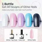 modelones Glitter Gel Top Coat, Ultra Fine White Aurora Clear Glitter Gel - Image 3