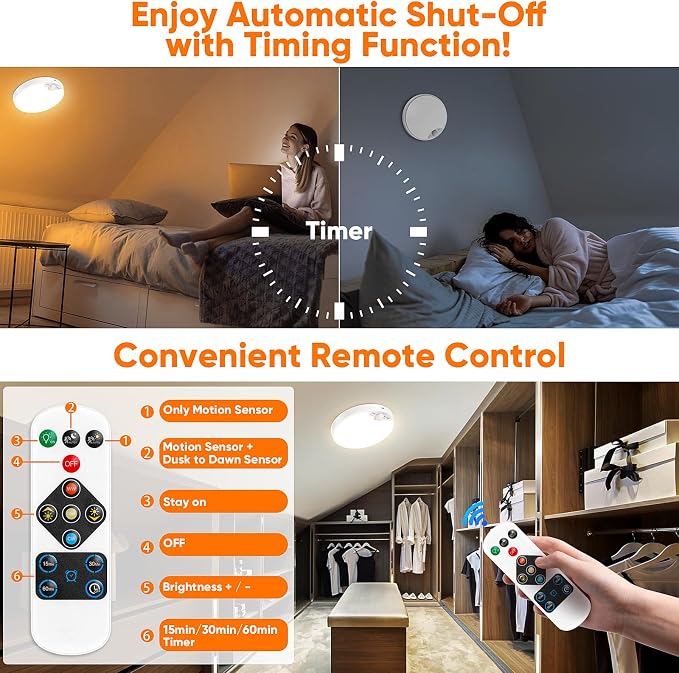 2 Pack 10000mAh Rechargeable Motion Sensor Ceiling Light - Image 6