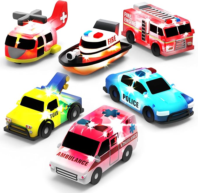 Tub Works® Emergency™ Cars Light Up Bath Toys, 6 Pack | Water-Activated Light by TubWorks