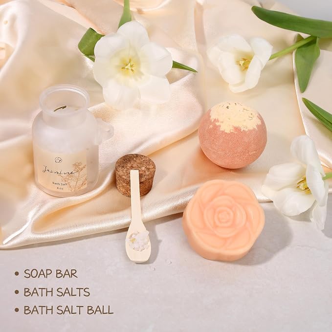 EXTALOW Spa Gifts for Women Mothers Day Gifts Jasmine Bath Gift Baskets - Image 4