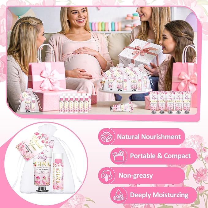 VISCOO 45 Sets Baby Shower Hand Cream and Lip Balm Gifts, Baby Shower Party - Image 6