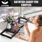 Artmalle Foldable Bathtub Tray Table, Bamboo Bathtub Caddy Tray - Image 2