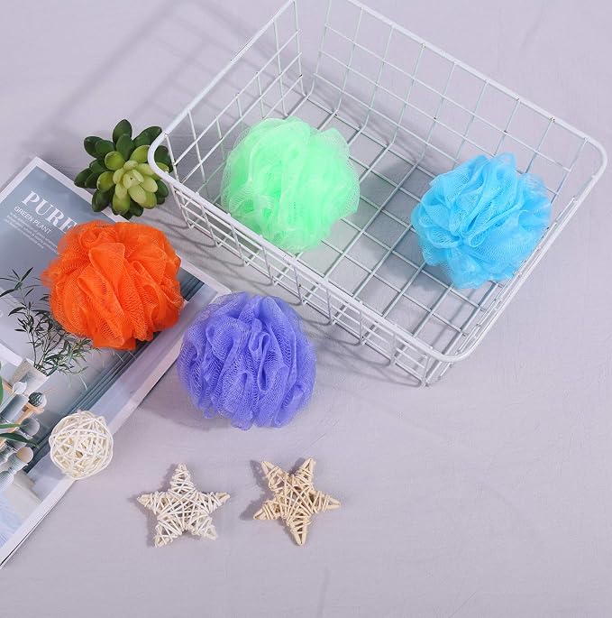 Bath Sponges, Small Size Colorful Shower Sponges Exfoliating Mesh Pouf Bath - Image 2