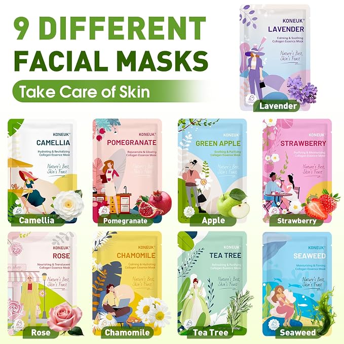 KONEUK 27 Pack Collagen Sheet Face Masks Skincare - Image 3