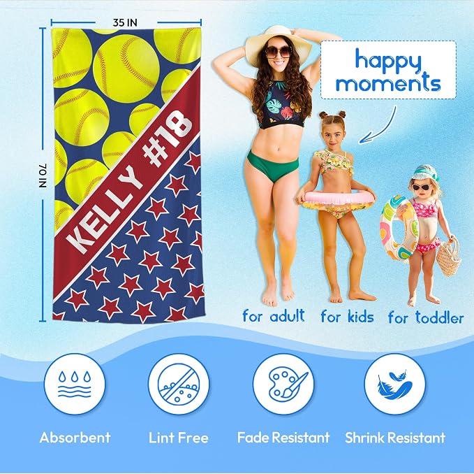 Personalized Beach Towel With Name, Custom Beach Towel with Text, Customized - Image 3